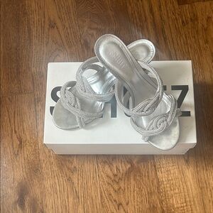 SCHUTZ Silver Strappy Heels